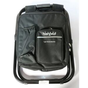 highfeld® Sitzrucksack Ansitzrucksack mit Hocker black Campinghocker Angelhocker Falthocker