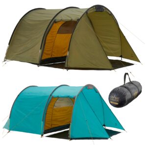 GRAND CANYON Tunelzelt Robson 4 Personen Zelt Familien Camping Leicht Vorraum Farbe: Blue Grass