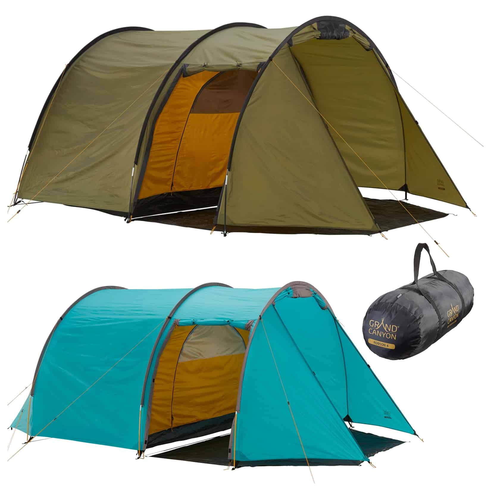 GRAND CANYON Tunelzelt Robson 4 Personen Zelt Familien Camping Leicht Vorraum Farbe: Blue Grass