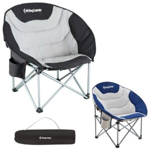 KINGCAMP MoonChair XL Camping Klapp Stuhl Garten Falt Sessel Kühltasche 150 kg Farbe: Black/Light Grey