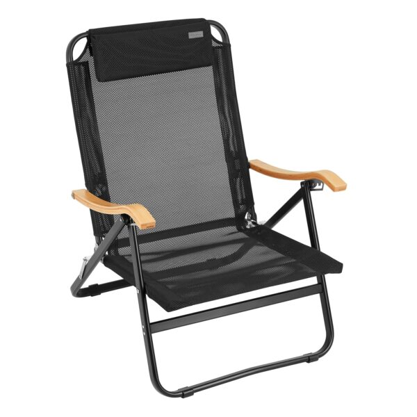 KINGCAMP Lounge Chair Hayden Camping Sessel Stuhl Outdoor XL Niedrig Holz 150 kg