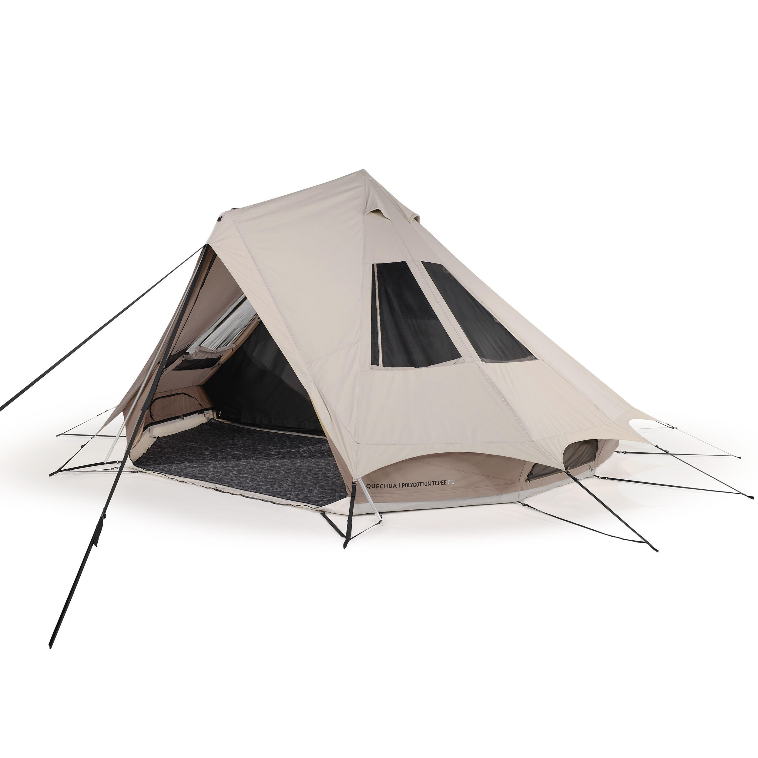 QUECHUA Campingzelt Tipi-Zelt - Tepee 5.2 Polycotton für 5 Personen 2 Kabinen