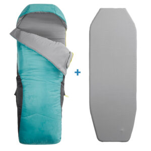 QUECHUA Schlafsack Camping 2-in-1 - Sleepin Bed Bergwandern MH500 10 °C Kinder blau