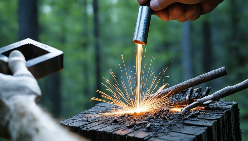 Feuerstahl und Magnesiumblock